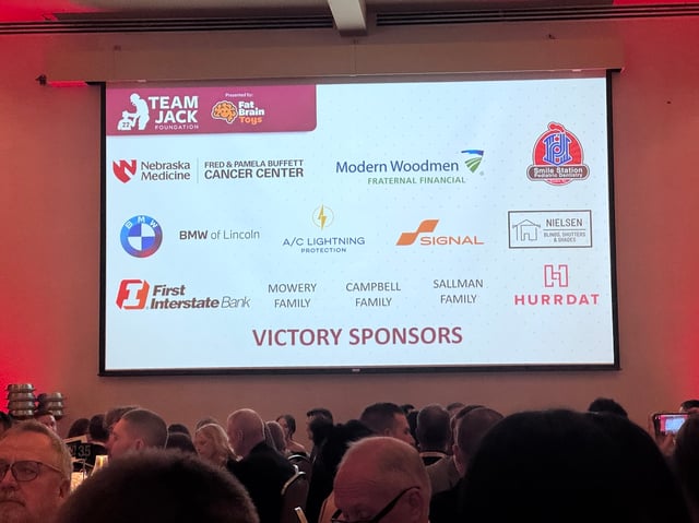 Victory Sponsors slide at the 2026 Team Jack Foundation Gala including Signal