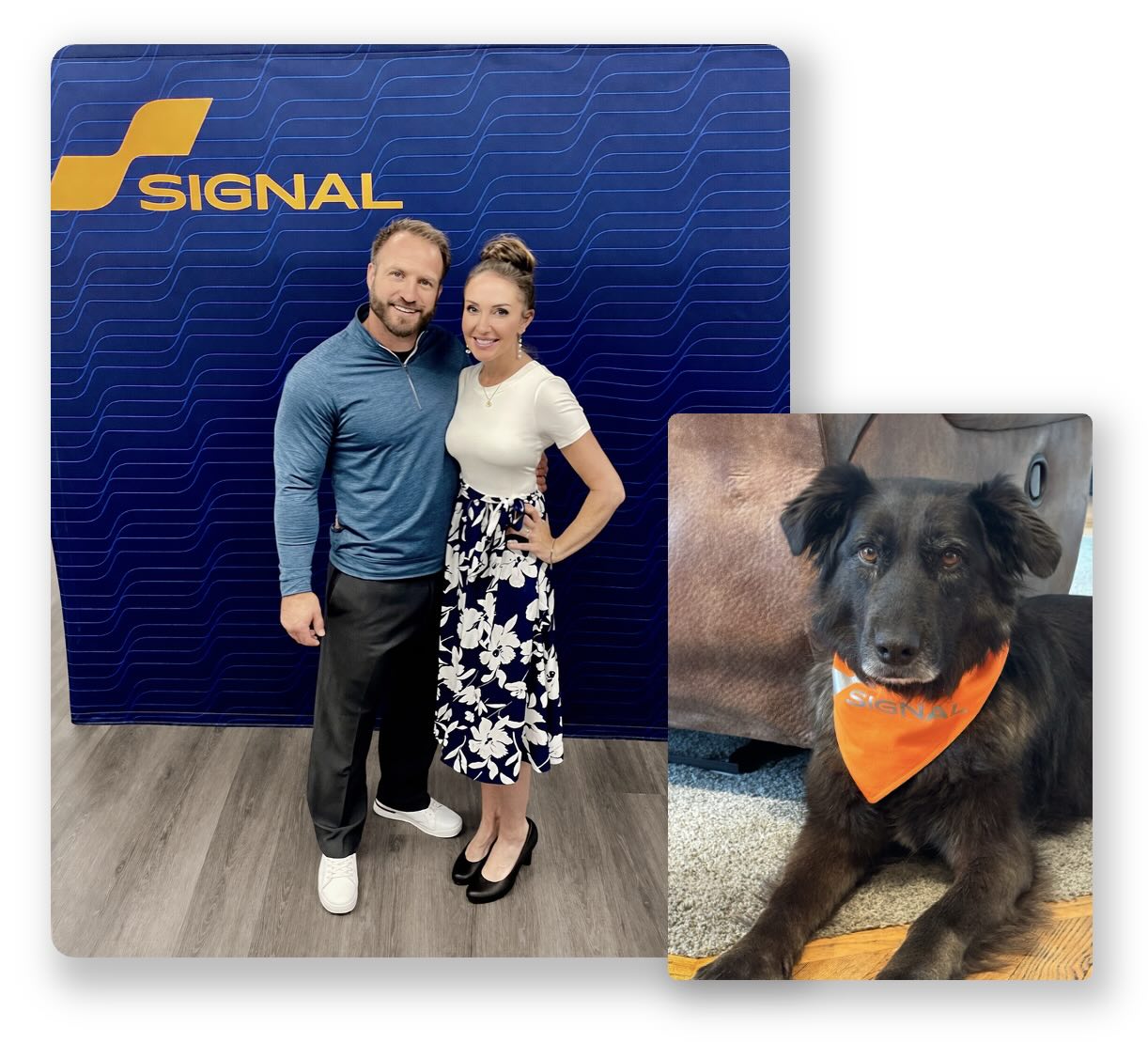 Troy and Carrie Nielsen of Signal of Lincoln with Annie, the company's Chief Happiness Pawficer